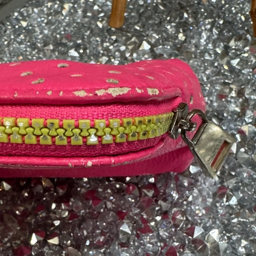 Victoria's Secret Fuchsia Studded Zip Cosmetic Pouch - fair